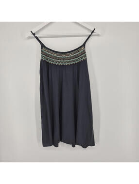 American Eagle Navy Blue Mini Dress Size XS Embroidered Beaded Adjustable Straps